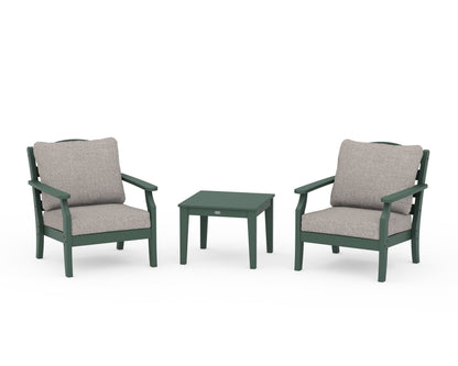 Draper James™ by  POLYWOOD® Savannah 3-Piece Deep Seating Set in Green / Weathered Tweed