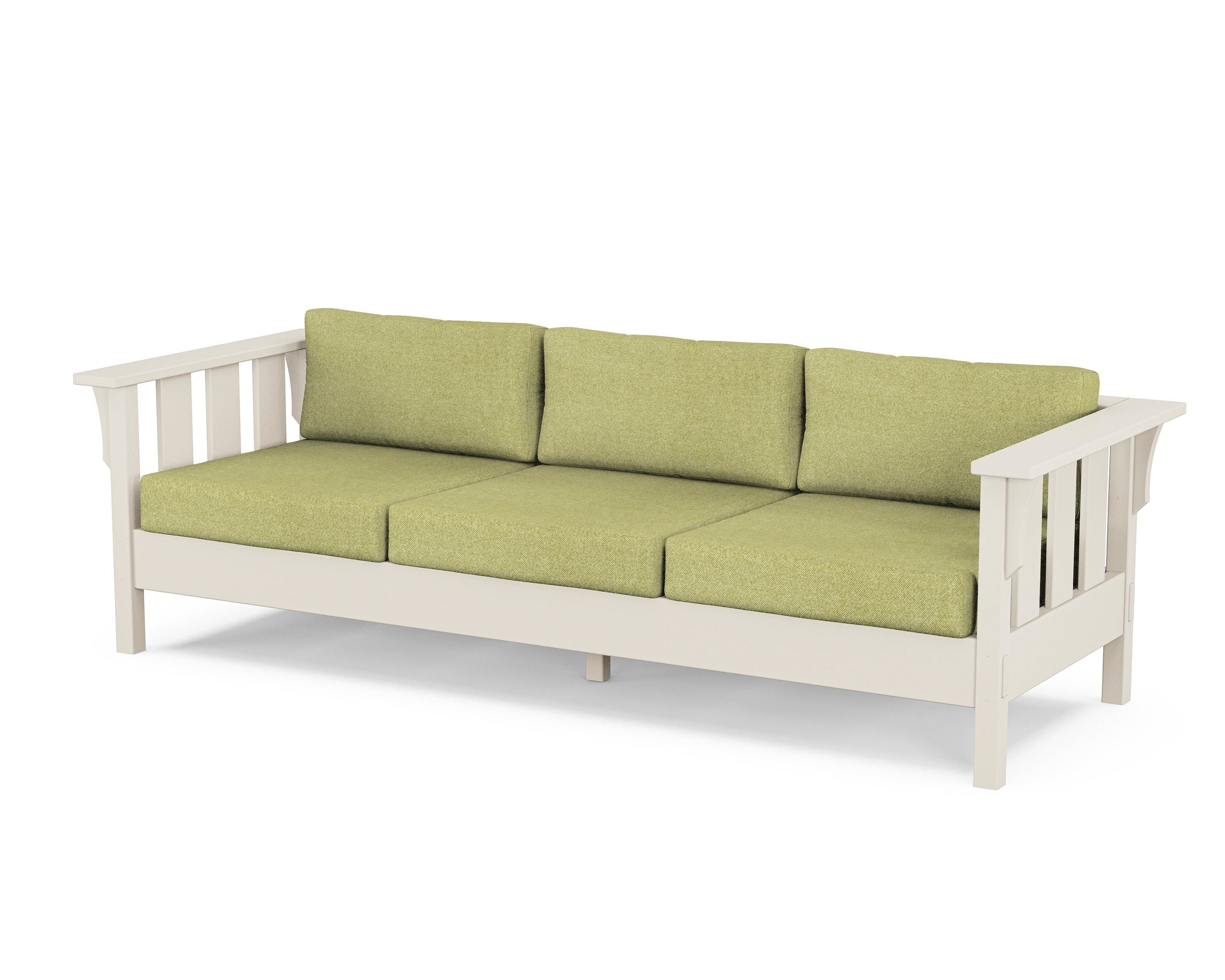 Martha Stewart by POLYWOOD® Acadia Deep Seating Sofa in Sand / Chartreuse Boucle