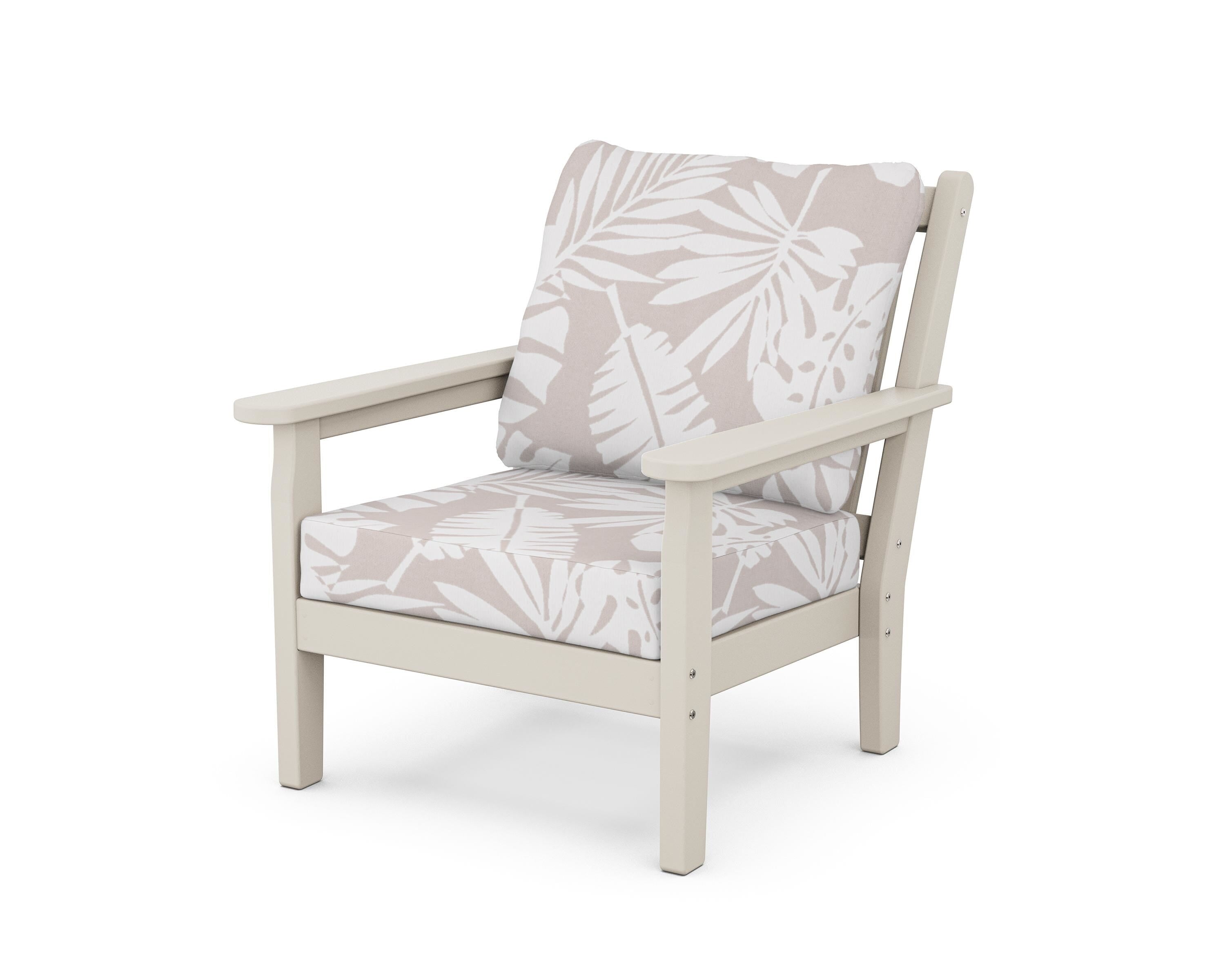 POLYWOOD® Chippendale Deep Seating Chair in Sand / Leaf Dune Burlap