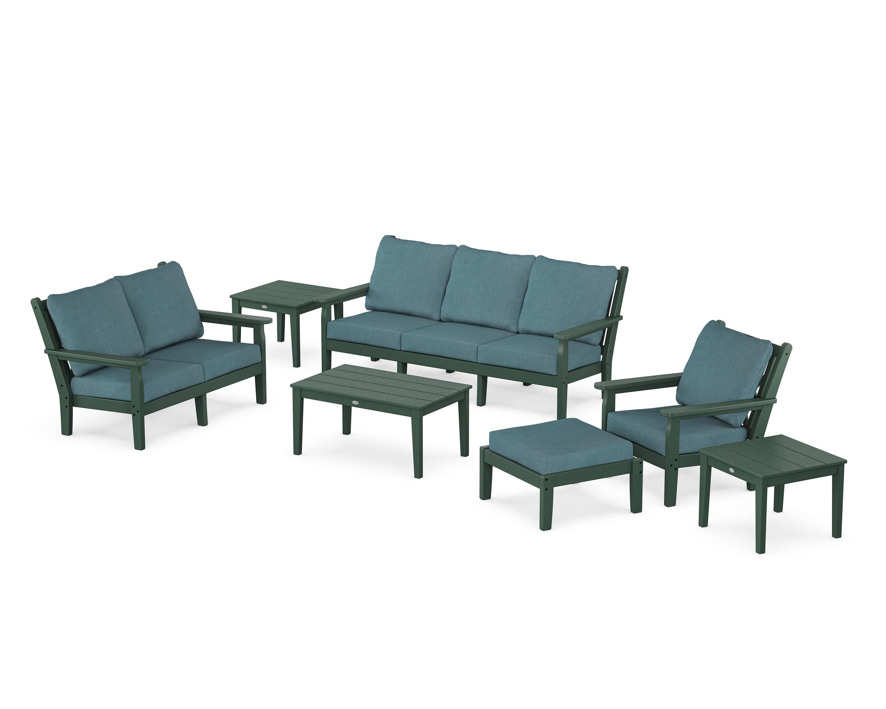 POLYWOOD® Chippendale 7-Piece Deep Seating Set in Green / Ocean Teal