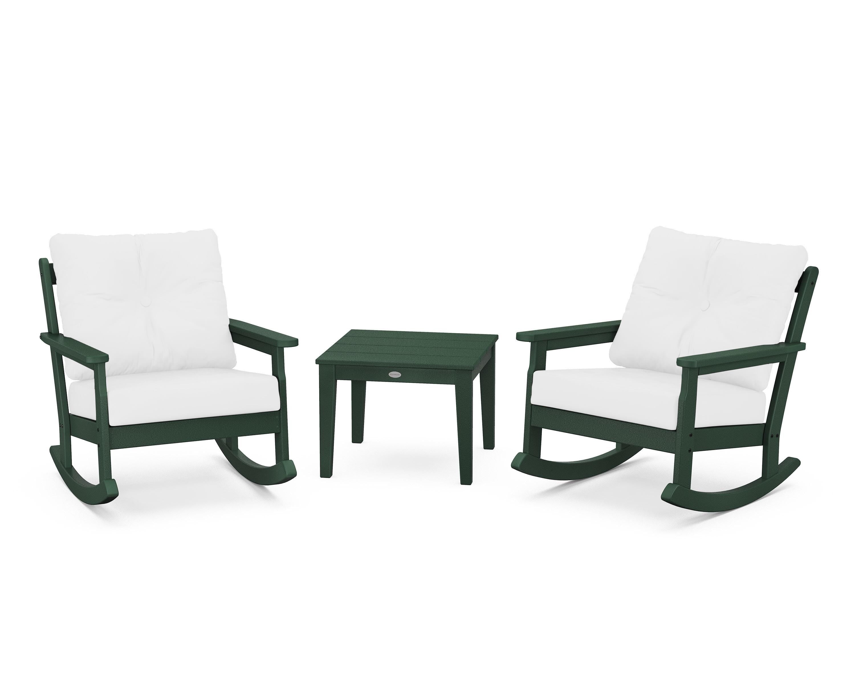 POLYWOOD® Vineyard 3-Piece Deep Seating Rocker Set in Green / Natural