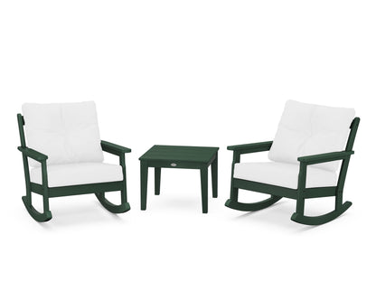 POLYWOOD® Vineyard 3-Piece Deep Seating Rocker Set in Green / Natural