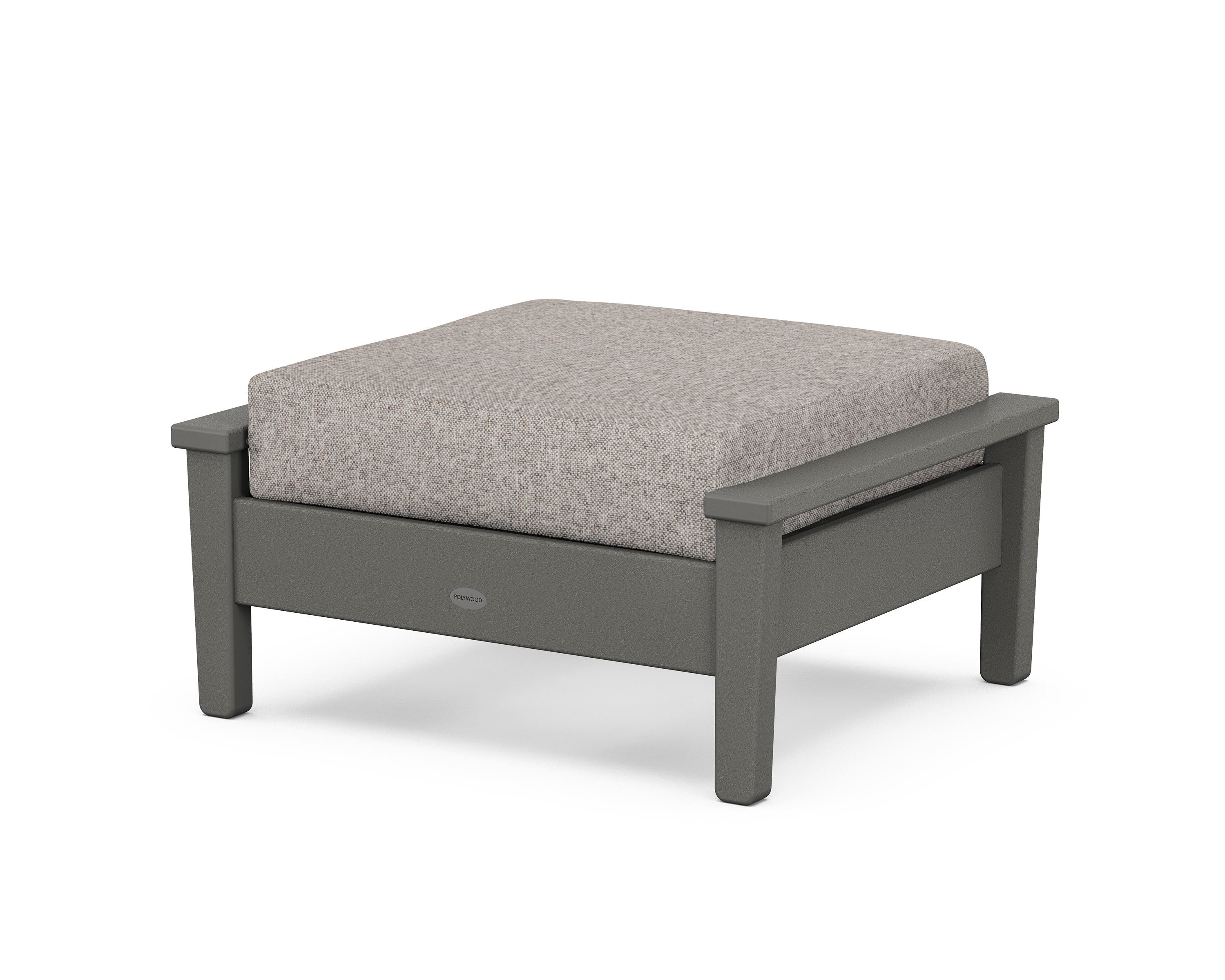 POLYWOOD® Prescott Deep Seating Ottoman in Slate Grey / Weathered Tweed