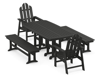 POLYWOOD® Long Island 5-Piece Dining Set with Benches in Black
