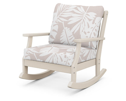 POLYWOOD® Braxton Deep Seating Rocking Chair in Sand / Leaf Dune Burlap
