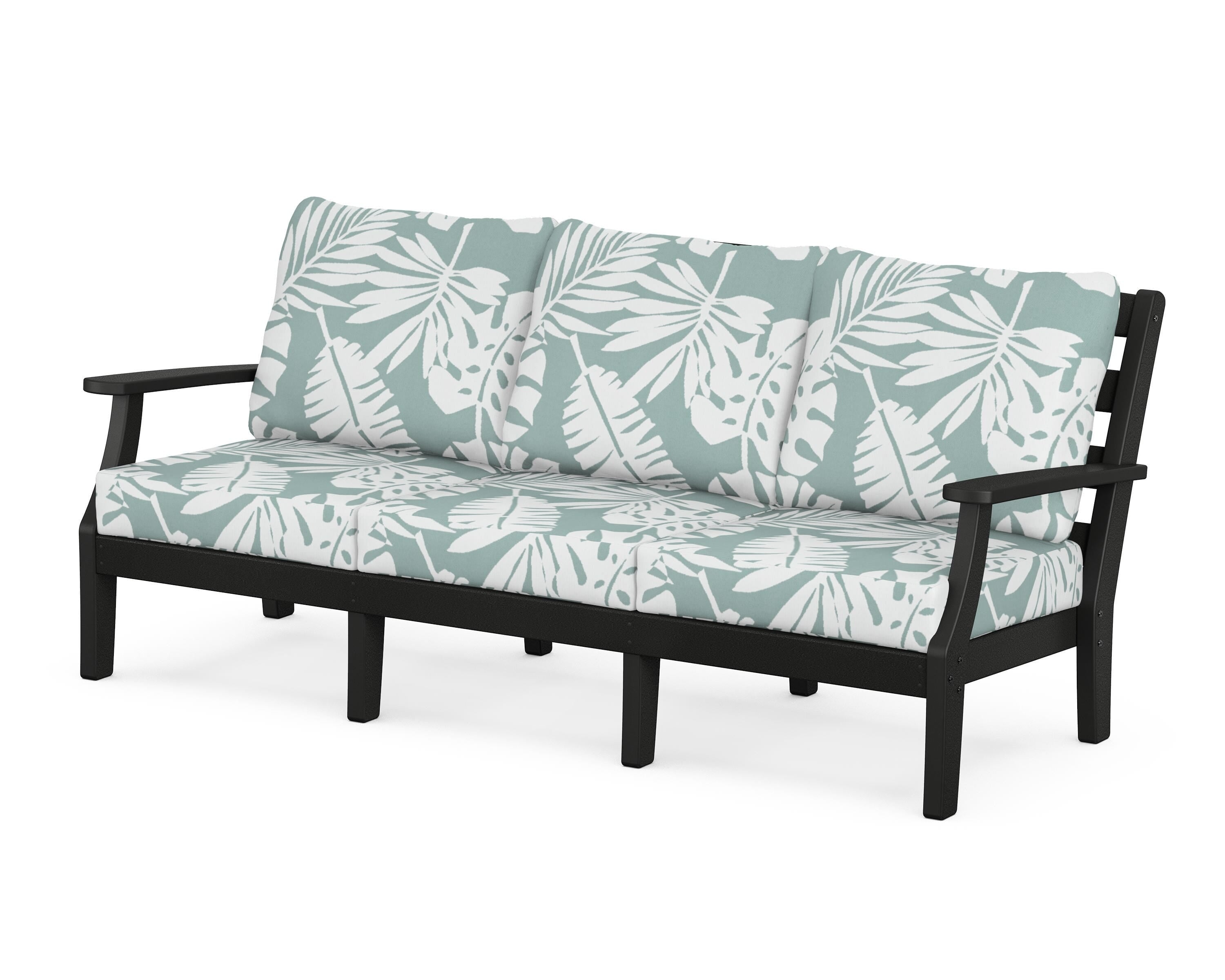 POLYWOOD® Chesapeake Deep Seating Sofa in Black / Leaf Glacier Spa