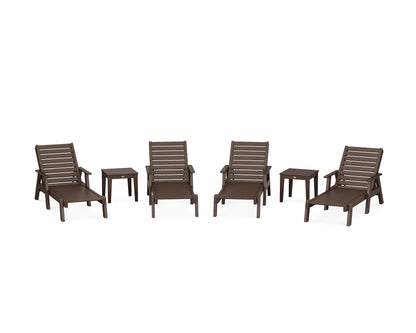 POLYWOOD® Captain Chaise 6-Piece Set with Arms in Mahogany