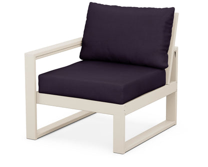 POLYWOOD® EDGE Modular Left Arm Chair in Sand / Navy Linen