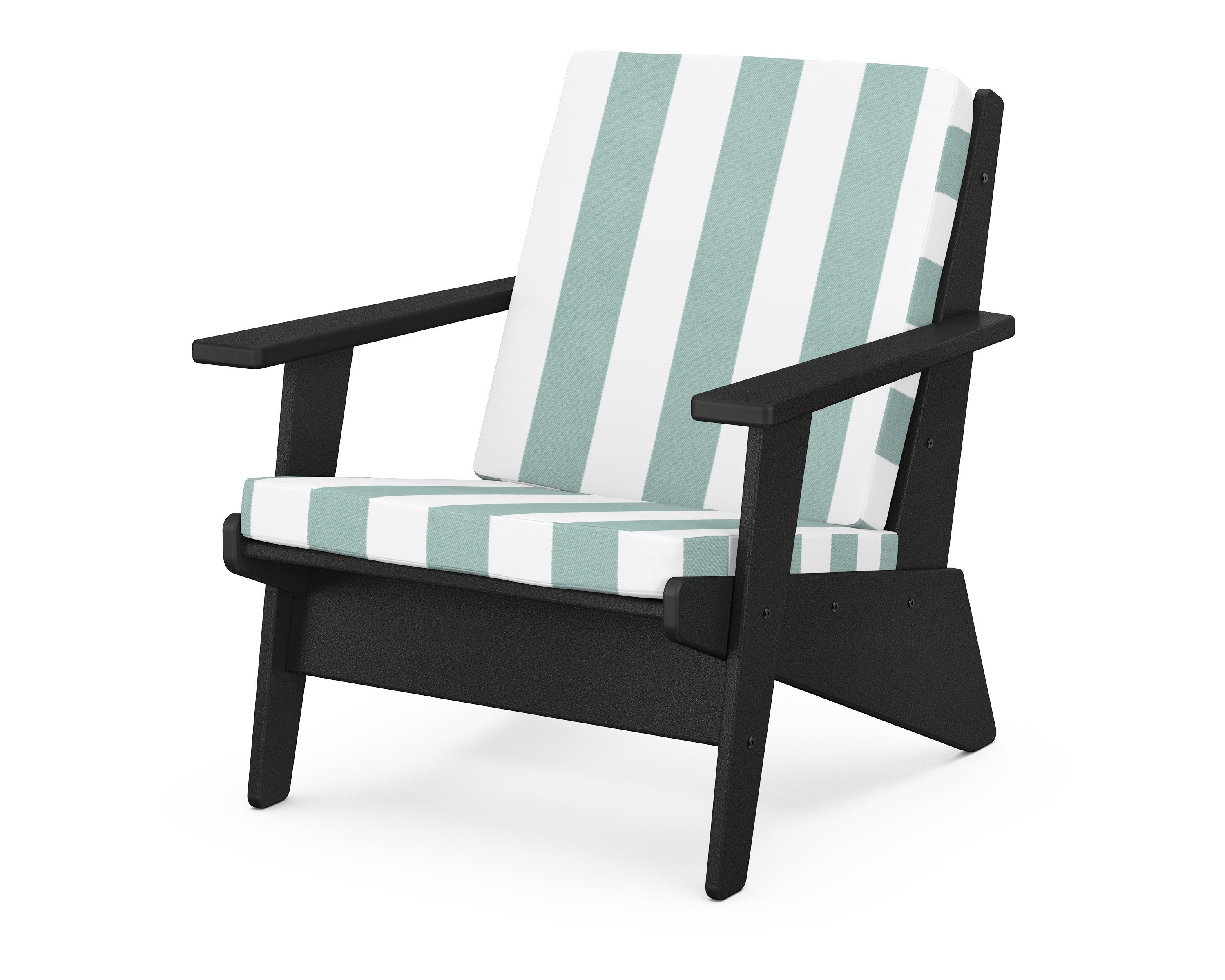 POLYWOOD® Riviera Modern Lounge Chair in Black / Cabana Stripe Glacier Spa