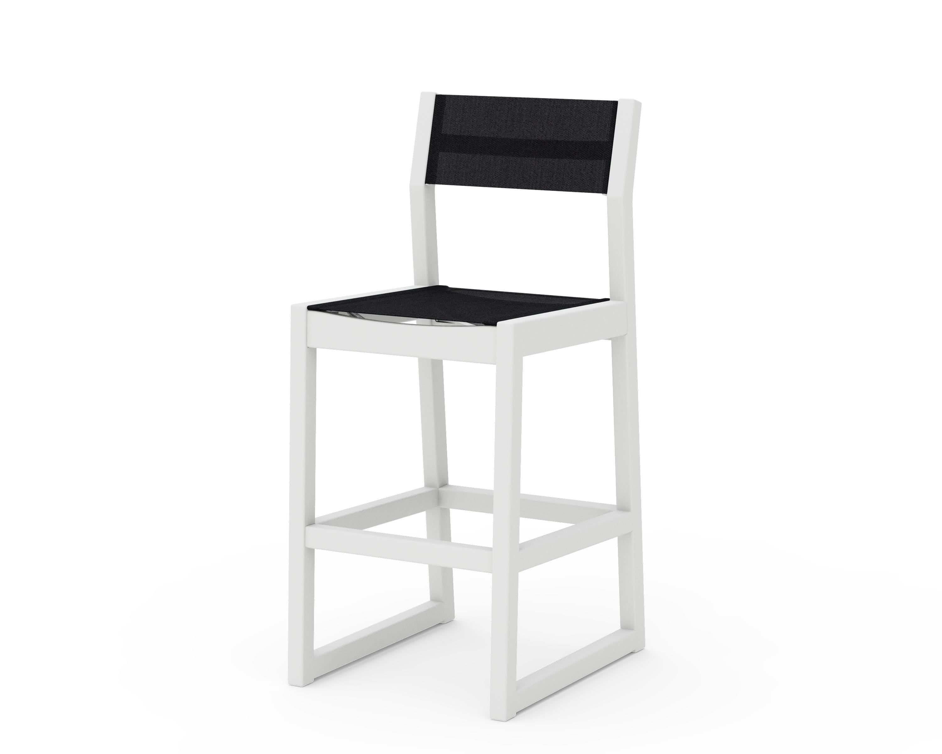 POLYWOOD® EDGE Sling Bar Side Chair in White / Black Sling
