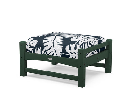 POLYWOOD® Club Ottoman in Green / Leaf Marine Indigo