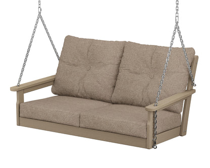 POLYWOOD® Vineyard Deep Seating Swing in Vintage Sahara / Spiced Burlap