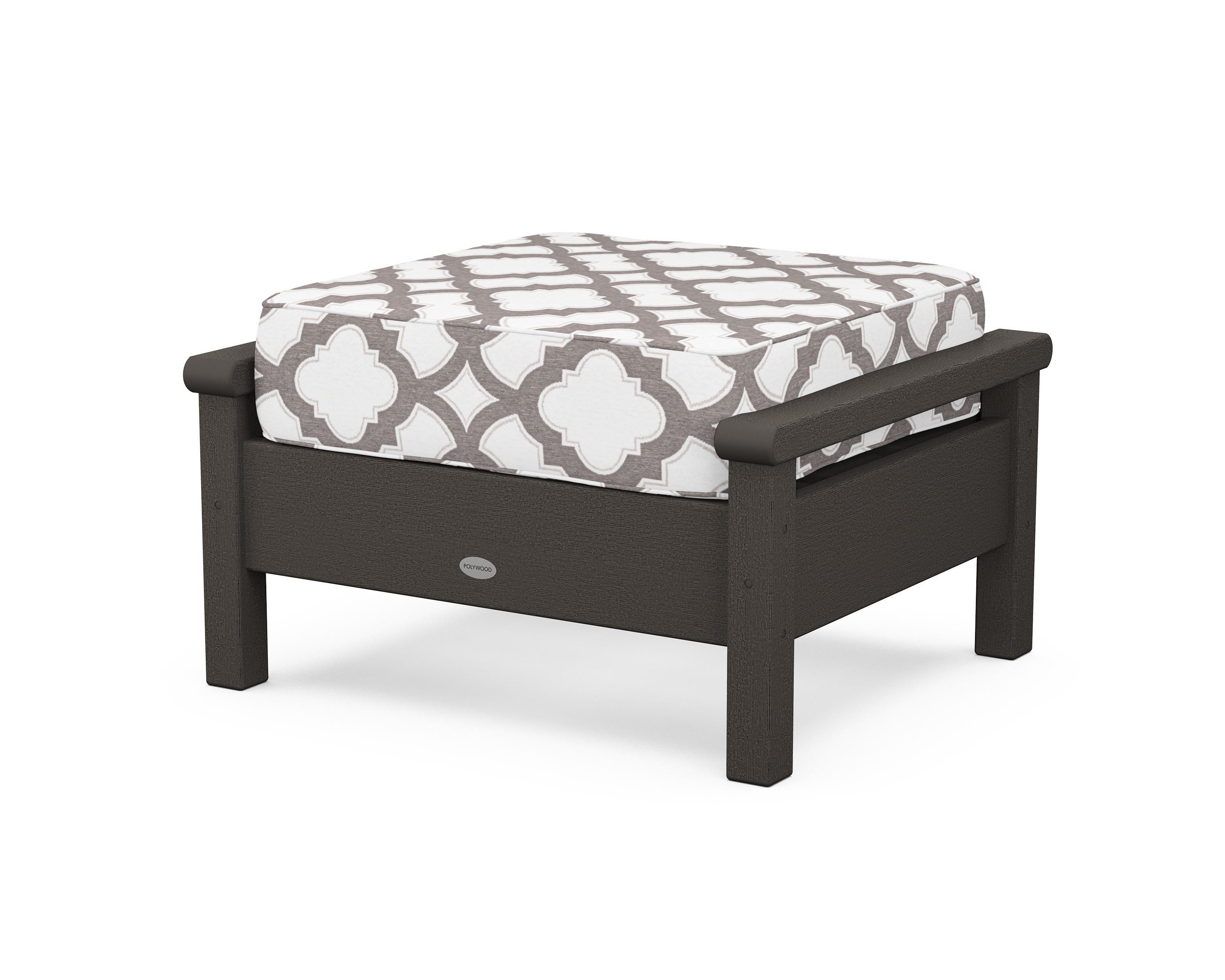 POLYWOOD® Harbour Deep Seating Ottoman in Vintage Coffee / Trellis Grey Mist