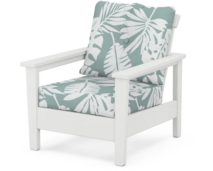 POLYWOOD® Prescott Deep Seating Chair in White / Leaf Glacier Spa