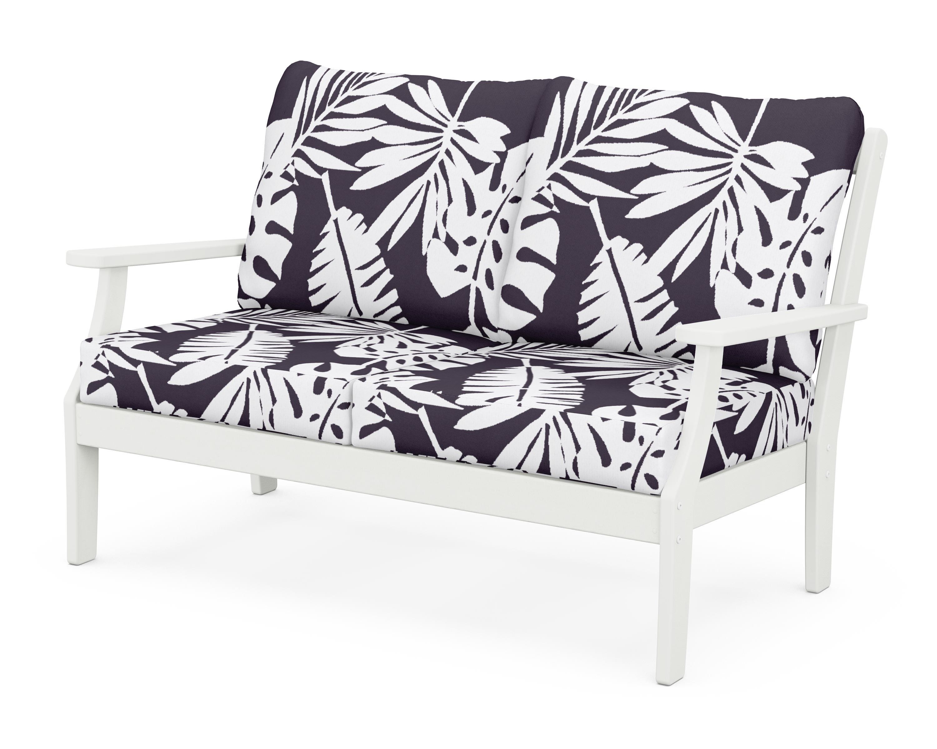 POLYWOOD® Braxton Deep Seating Loveseat in Vintage White / Leaf Navy