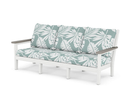 POLYWOOD® Chippendale Deep Seating Sofa in White / Driftwood / Leaf Glacier Spa