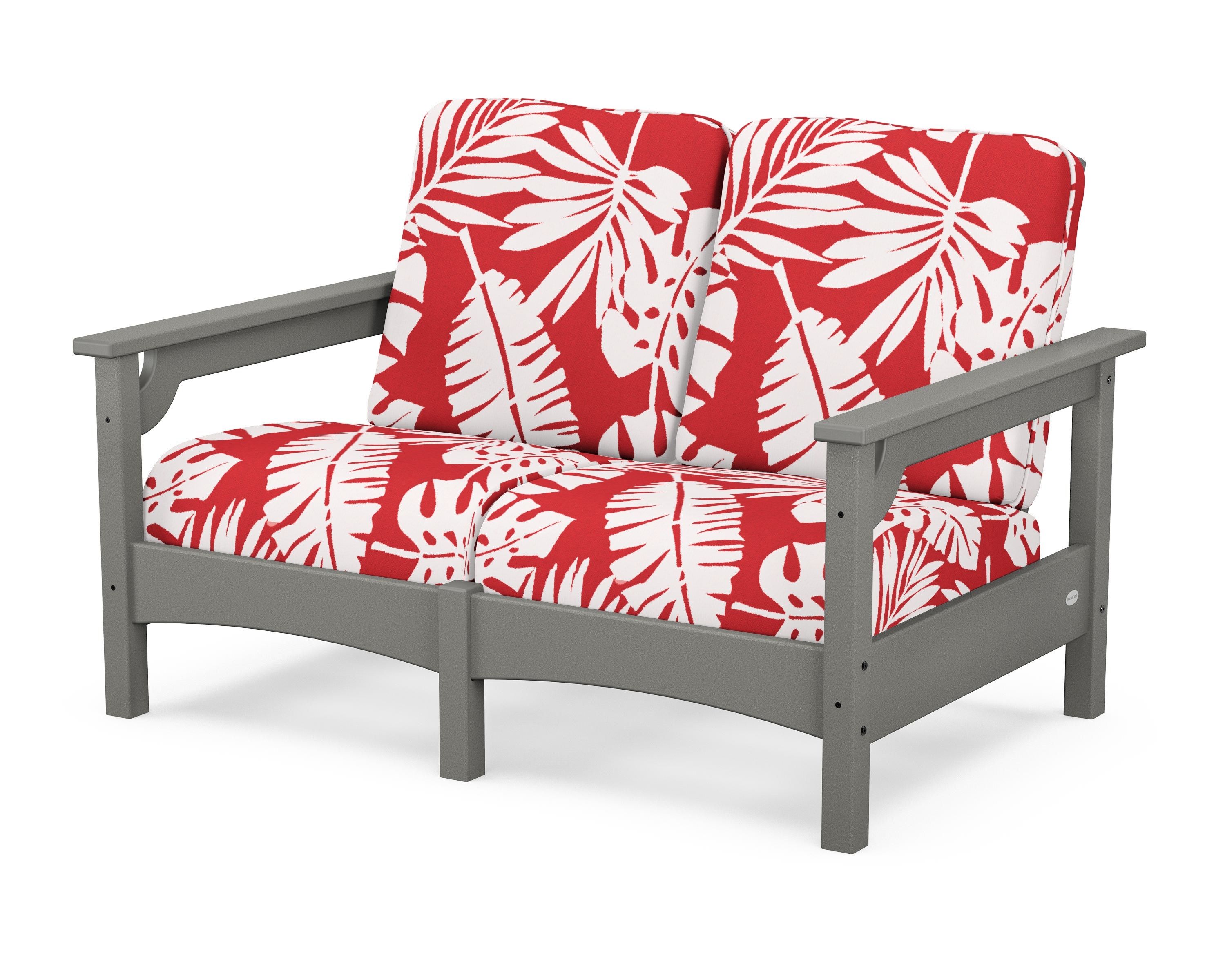 POLYWOOD® Club Loveseat in Slate Grey / Leaf Crimson