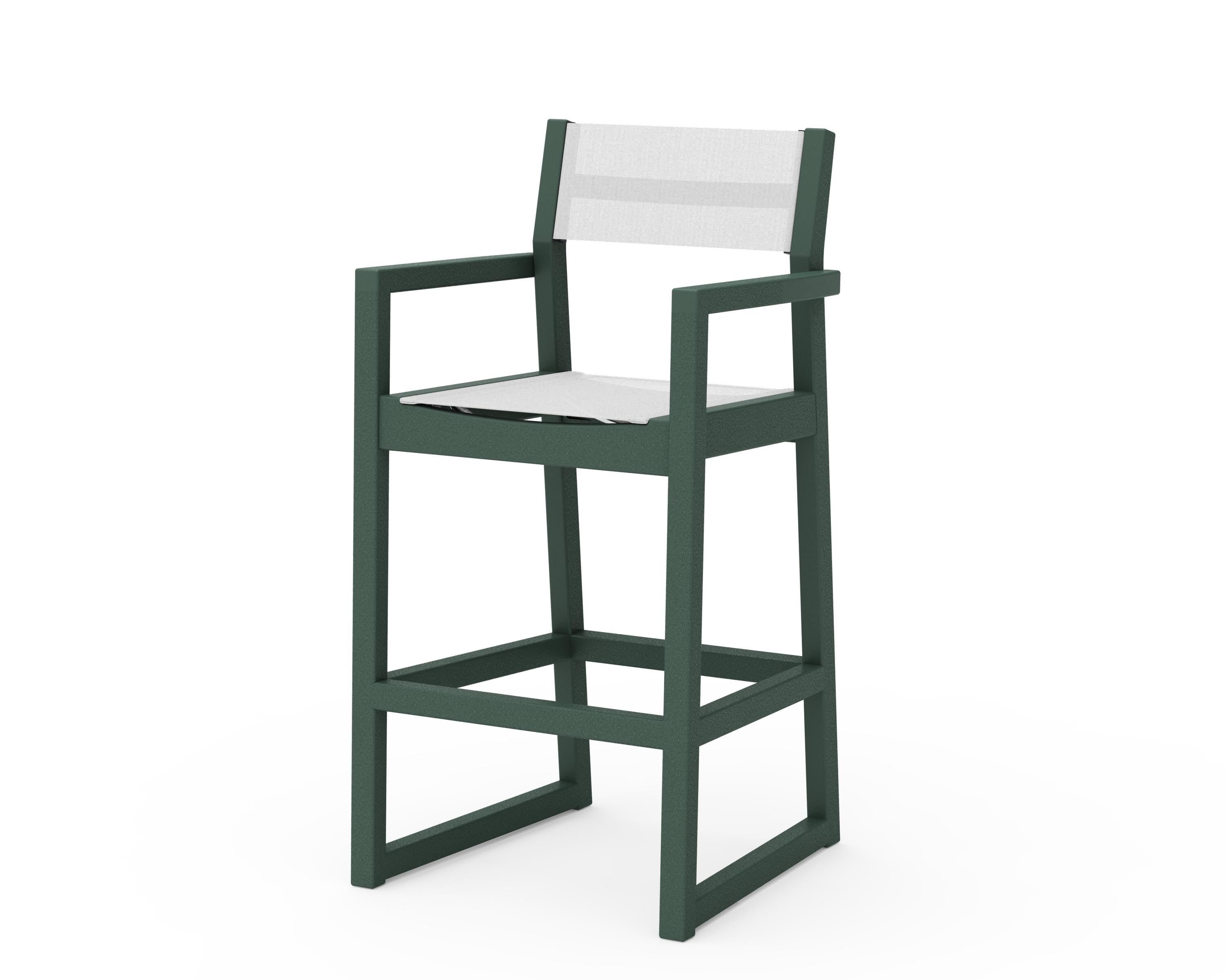 POLYWOOD® EDGE Sling Bar Arm Chair in Green / White Sling