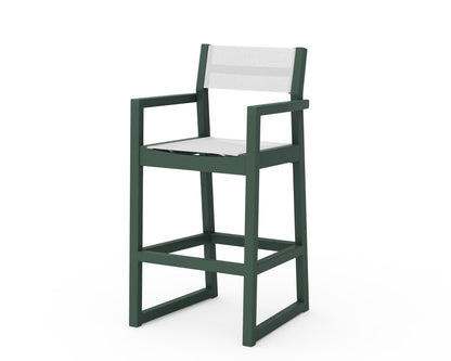 POLYWOOD® EDGE Sling Bar Arm Chair in Green / White Sling