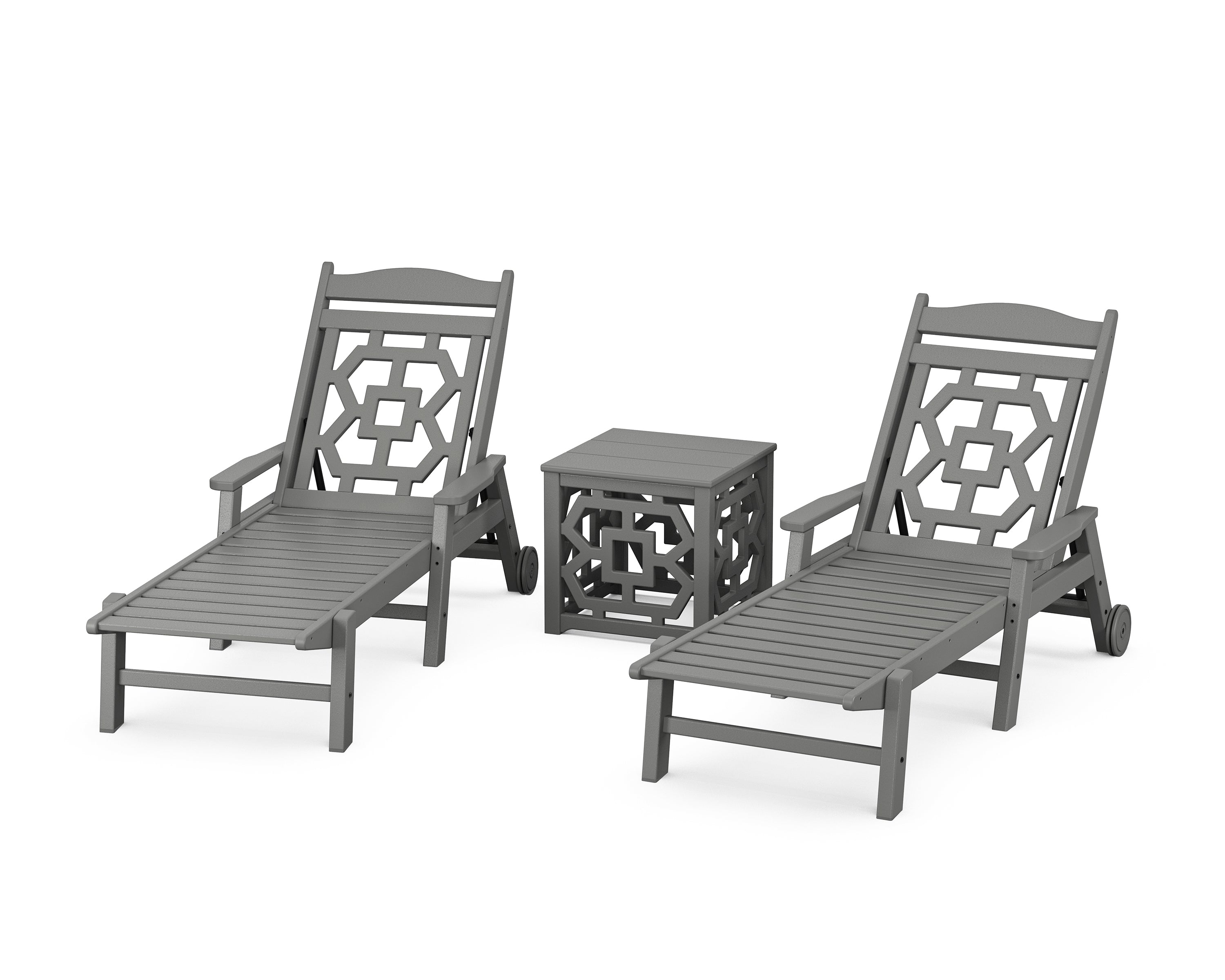 Martha Stewart by POLYWOOD® Chinoiserie 3-Piece Chaise Set in Slate Grey