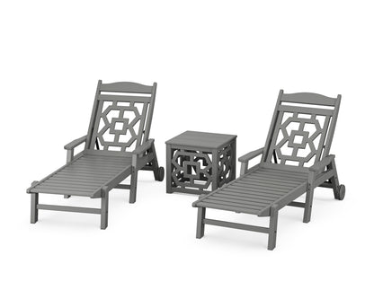 Martha Stewart by POLYWOOD® Chinoiserie 3-Piece Chaise Set in Slate Grey