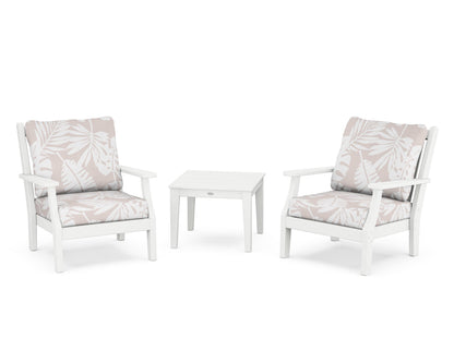 Country Living Wovendale 3-Piece Deep Seating Set in White / Leaf Dune Burlap