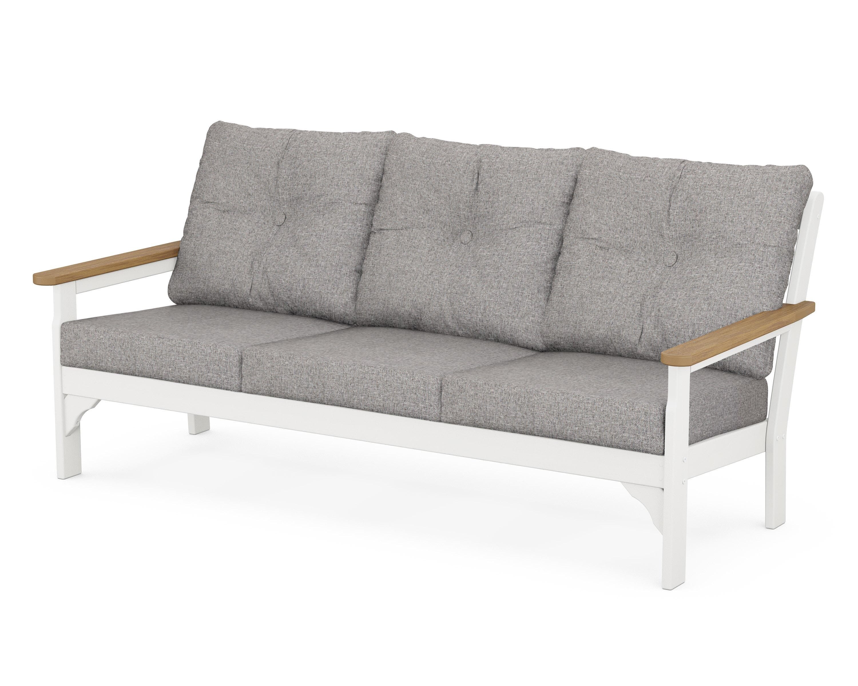 POLYWOOD® Vineyard Deep Seating Sofa in White / Natural / Grey Mist