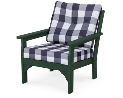 POLYWOOD® Vineyard Deep Seating Chair in Green / Buffalo Plaid Navy