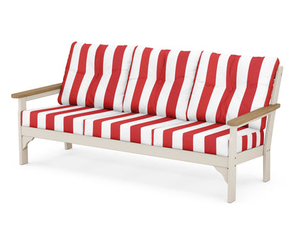 POLYWOOD® Vineyard Deep Seating Sofa in Sand / Natural / Cabana Stripe Crimson