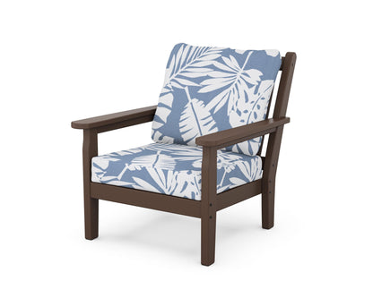POLYWOOD® Chippendale Deep Seating Chair in Mahogany / Leaf Sky Blue