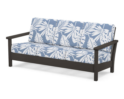 POLYWOOD® Harbour Deep Seating Sofa in Vintage Coffee / Leaf Sky Blue