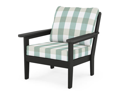 Country Living Cottage Deep Seating Chair in Black / Buffalo Plaid Glacier Spa