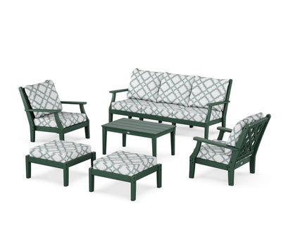 Country Living Wovendale 6-Piece Lounge Sofa Set in Green / Trellis Glacier Spa