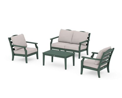 Draper James™ by  POLYWOOD® Savannah 4-Piece Deep Seating Set with Loveseat in Green / Dune Burlap