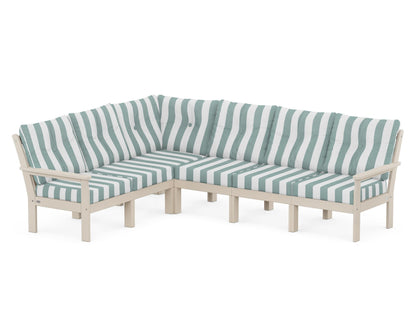 POLYWOOD® Vineyard 6-Piece Sectional in Sand / Cabana Stripe Glacier Spa