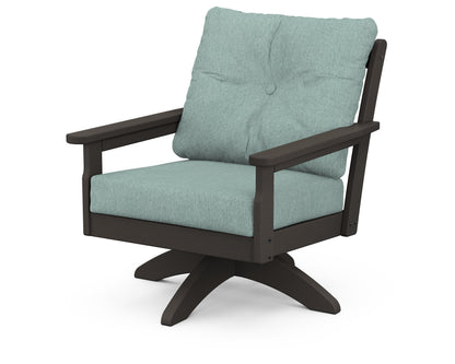 POLYWOOD® Vineyard Deep Seating Swivel Chair in Vintage Coffee / Glacier Spa