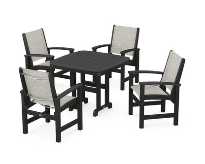 POLYWOOD® Coastal 5-Piece Dining Set in Black / Birch Sling