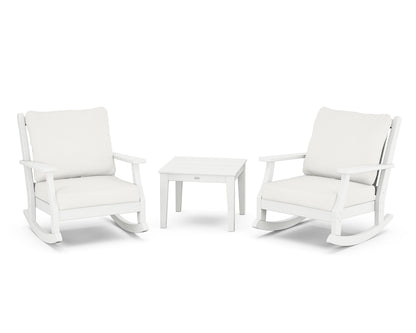 Country Living Wovendale 3-Piece Deep Seating Rocker Set in White / Natural Linen