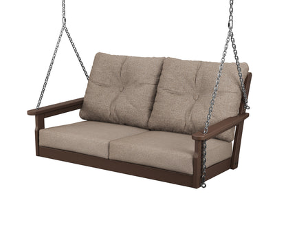 POLYWOOD® Vineyard Deep Seating Swing in Mahogany / Spiced Burlap