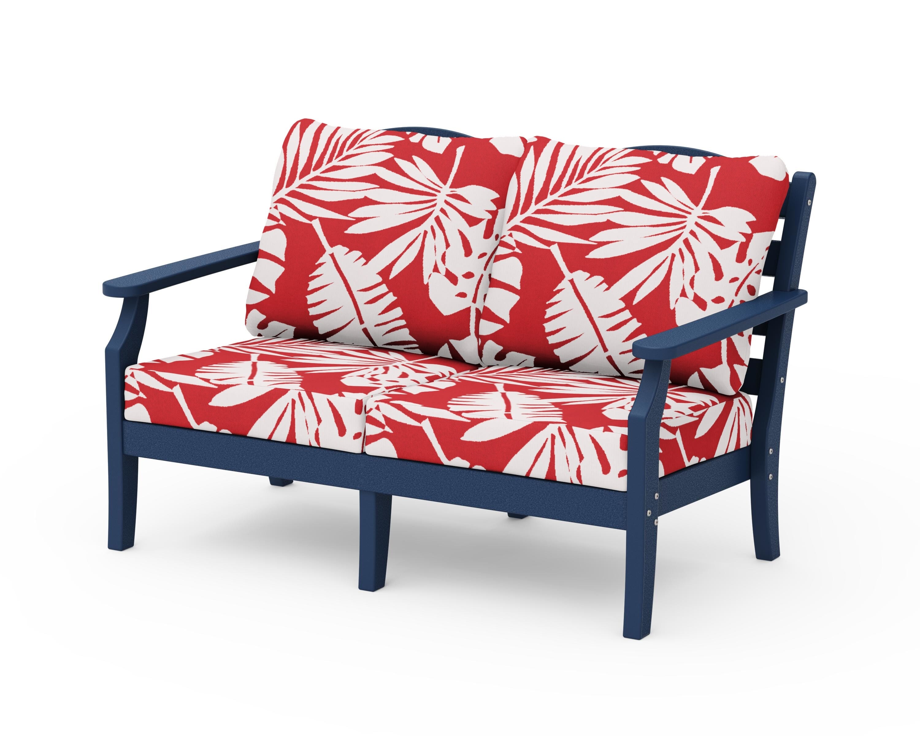 Draper James™ by  POLYWOOD® Savannah Deep Seating Loveseat in Navy / Leaf Crimson