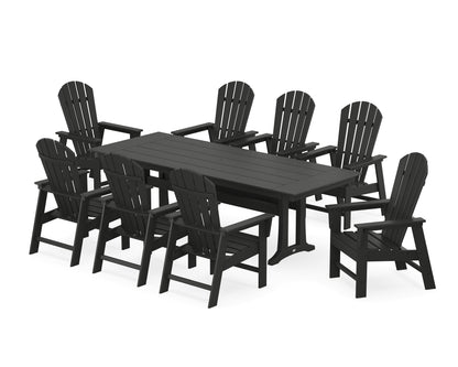 POLYWOOD® South Beach 9-Piece Farmhouse Dining Set with Trestle Legs in Black