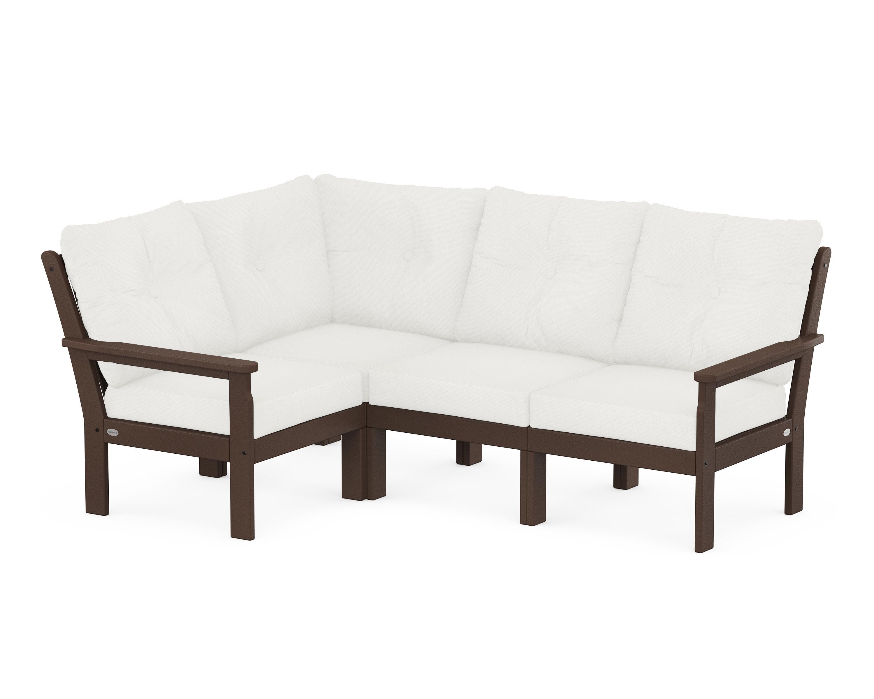 POLYWOOD® Vineyard 4-Piece Sectional in Mahogany / Natural Linen