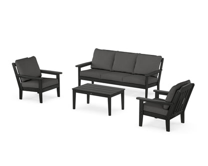 Country Living Cottage 4-Piece Deep Seating Set with Sofa in Black / Spectrum Carbon