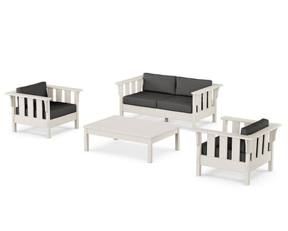 Martha Stewart by POLYWOOD® Acadia 4-Piece Deep Seating Set with Loveseat in Sand / Spectrum Carbon