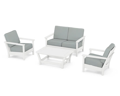 POLYWOOD® Harbour 4-Piece Deep Seating Set in White / Spa