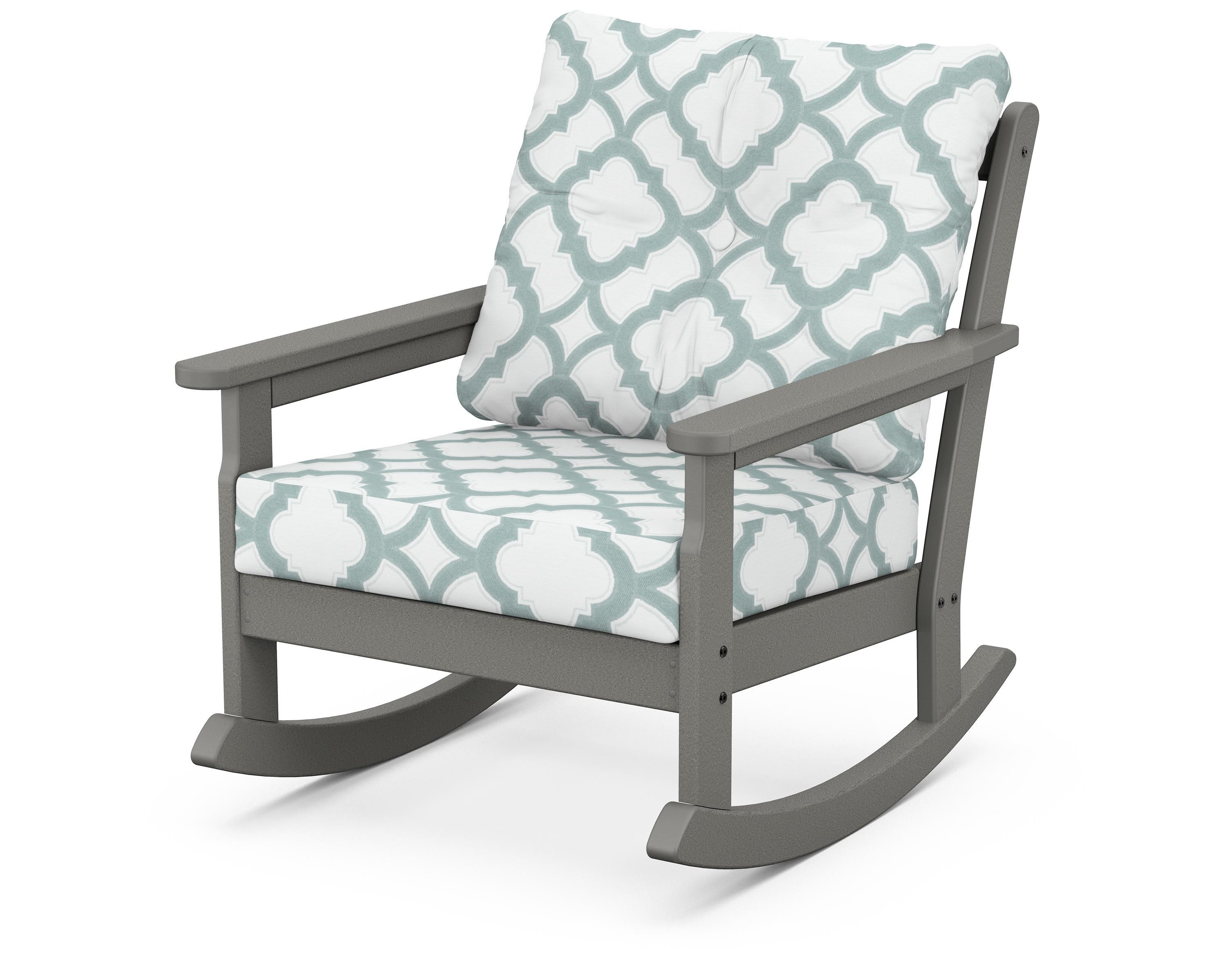 POLYWOOD® Vineyard Deep Seating Rocking Chair in Slate Grey / Trellis Glacier Spa