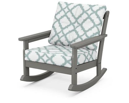 POLYWOOD® Vineyard Deep Seating Rocking Chair in Slate Grey / Trellis Glacier Spa