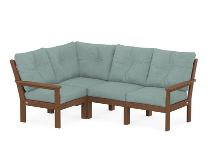 POLYWOOD® Vineyard 4-Piece Sectional in Teak / Glacier Spa