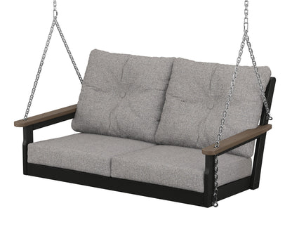 POLYWOOD® Vineyard Deep Seating Swing in Black / Kona / Grey Mist