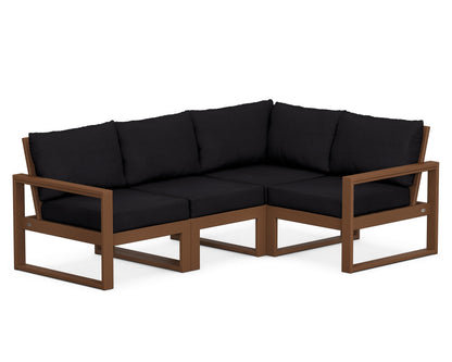 POLYWOOD® EDGE 4-Piece Modular Deep Seating Set in Teak / Midnight Linen